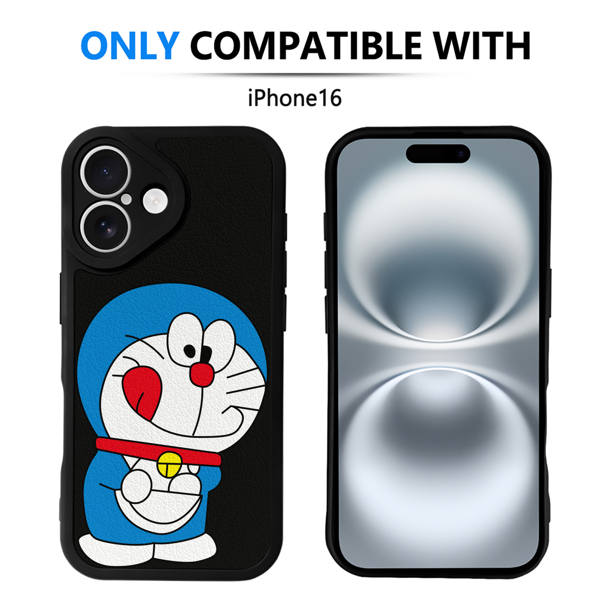 （画像用） ドラえもん Doraemon 【iPhone 16シリーズ対応】シリコンスマホケース（レザー調） 材質：シリコン